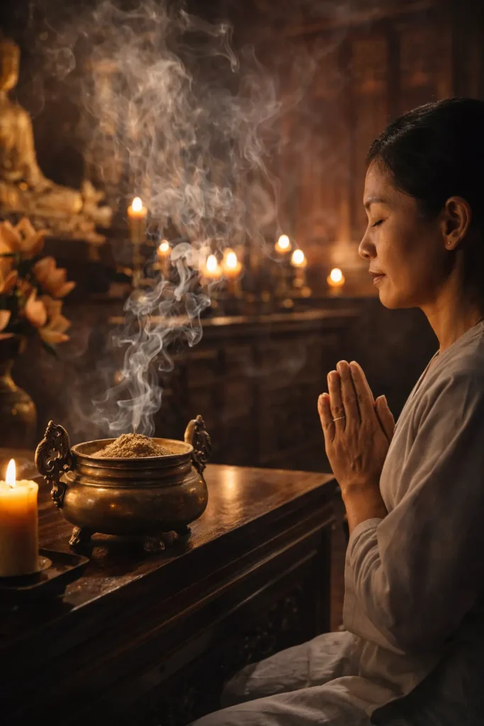Cúng dường khói hương tại nhà