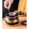 lò xông trầm hương cao cấp lư điện vàng đen có hẹn giờ