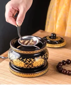 lò xông trầm hương cao cấp lư điện vàng đen có hẹn giờ