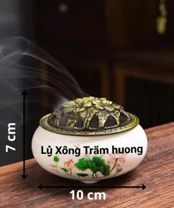 lư xông trầm gốm sứ men rạn