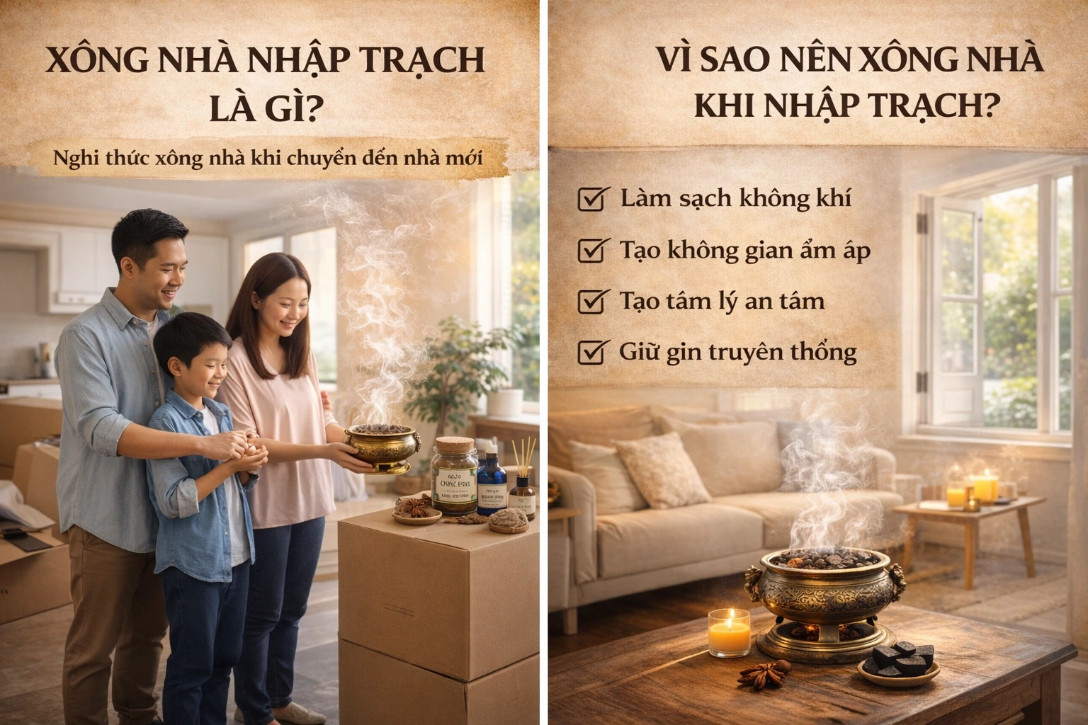 xông nhà nhập trạch trước khi vào nhà mới