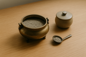 Tro cúng khói đã nguội trong lư đồng, chuẩn bị thu gom an toàn